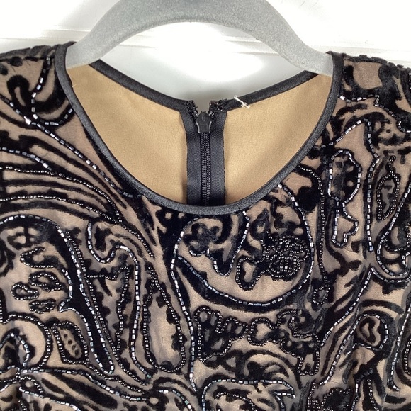 Vintage Velvet And Lace Black Midi Aline Dress Size Medium - Picture 4 of 11
